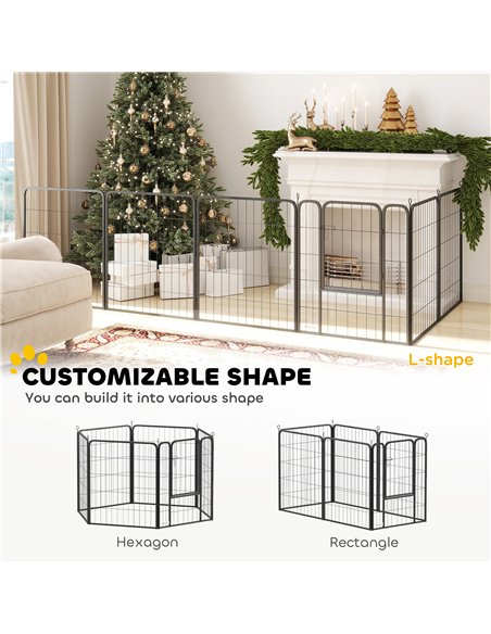 PawHut 6 Panels Heavy Duty Dog Playpen with Secure Door, for Indoor Outdoor, for Garden, Camping, 80cm High - pic 142898 | FastDaddyshop