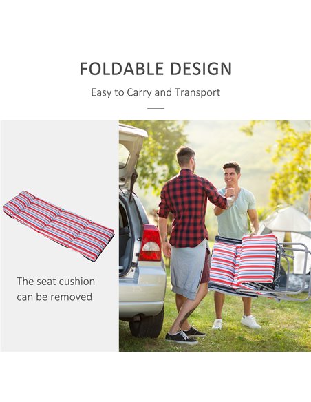 Outsunny Set of 2 Garden Sun Lounger Outdoor Reclining Seat Cushioned Seat Foldable Adjustable Recliner Red and White - pic 14290 | FastDaddyshop