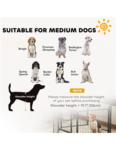 PawHut 6 Panels Heavy Duty Dog Playpen with Secure Door, for Indoor Outdoor, for Garden, Camping, 80cm High