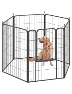 PawHut 6 Panels Heavy Duty Dog Playpen with Secure Door, for Indoor Outdoor, for Garden, Camping, 100cm High