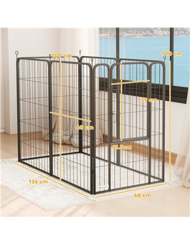 PawHut 6 Panels Heavy Duty Dog Playpen with Secure Door, for Indoor Outdoor, for Garden, Camping, 100cm High