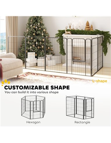 PawHut 6 Panels Heavy Duty Dog Playpen with Secure Door, for Indoor Outdoor, for Garden, Camping, 100cm High