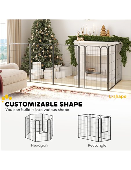 PawHut 6 Panels Heavy Duty Dog Playpen with Secure Door, for Indoor Outdoor, for Garden, Camping, 100cm High - pic 142907 | FastDaddyshop
