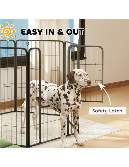 PawHut 6 Panels Heavy Duty Dog Playpen with Secure Door, for Indoor Outdoor, for Garden, Camping, 100cm High - pic 142908 | FastDaddyshop