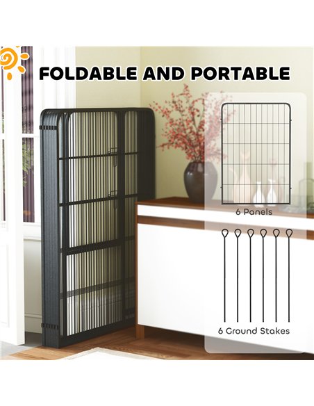 PawHut 6 Panels Heavy Duty Dog Playpen with Secure Door, for Indoor Outdoor, for Garden, Camping, 100cm High - pic 142909 | FastDaddyshop