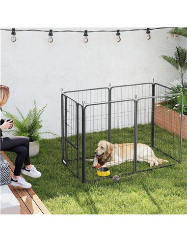 PawHut 6 Panels Heavy Duty Dog Playpen with Secure Door, for Indoor Outdoor, for Garden, Camping, 100cm High