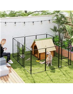 PawHut 12 Panels Heavy Duty Dog Playpen with Doors, for Large Dogs, 100cm High, Black 2
