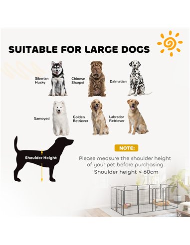 PawHut 12 Panels Heavy Duty Dog Playpen with Doors, for Large Dogs, 100cm High, Black