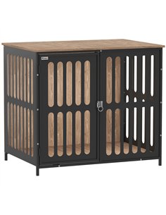 PawHut Dog Crate Furniture with Anti-Chew Resistant Mesh, Anti-Escape Single Door, for Medium Dogs, 80 x 55 x 72 cm