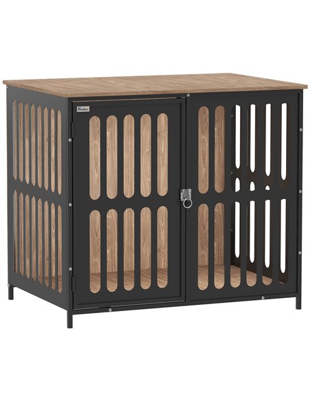 PawHut Dog Crate Furniture with Anti-Chew Resistant Mesh, Anti-Escape Single Door, for Medium Dogs, 80 x 55 x 72 cm - pic 142922 | FastDaddyshop