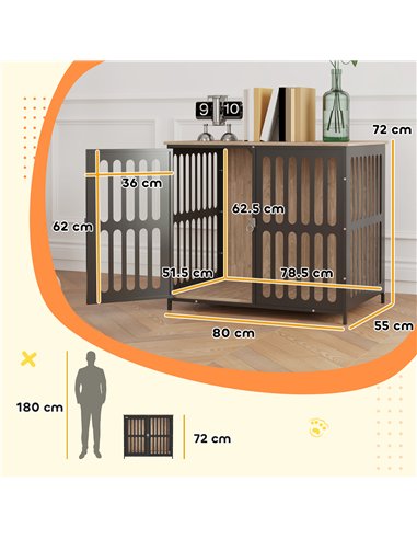 PawHut Dog Crate Furniture with Anti-Chew Resistant Mesh, Anti-Escape Single Door, for Medium Dogs, 80 x 55 x 72 cm