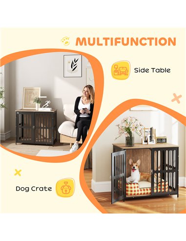 PawHut Dog Crate Furniture with Anti-Chew Resistant Mesh, Anti-Escape Single Door, for Medium Dogs, 80 x 55 x 72 cm