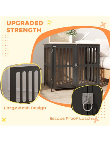 PawHut Dog Crate Furniture with Anti-Chew Resistant Mesh, Anti-Escape Single Door, for Medium Dogs, 80 x 55 x 72 cm