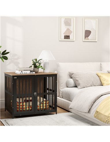 PawHut Dog Crate Furniture with Anti-Chew Resistant Mesh, Anti-Escape Single Door, for Medium Dogs, 80 x 55 x 72 cm