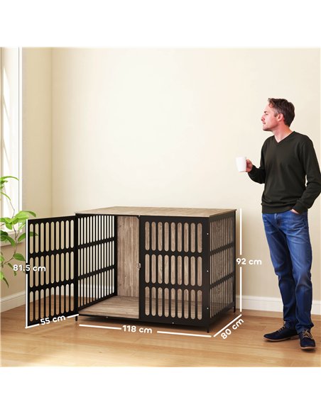 PawHut Dog Crate Furniture with Anti-Chew Resistant Mesh, Anti-Escape Single Door, for Extra Large Dogs, 118 x 80 x 92 cm - pic 142933 | FastDaddyshop