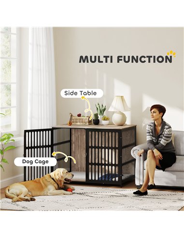 PawHut Dog Crate Furniture with Anti-Chew Resistant Mesh, Anti-Escape Single Door, for Extra Large Dogs, 118 x 80 x 92 cm
