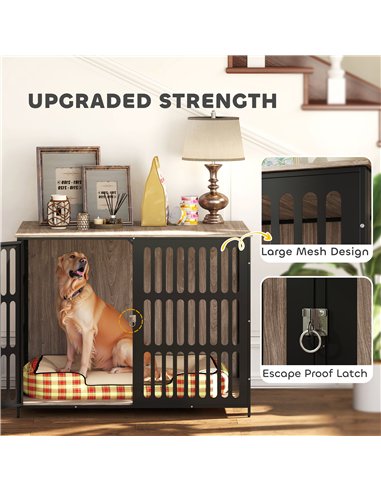 PawHut Dog Crate Furniture with Anti-Chew Resistant Mesh, Anti-Escape Single Door, for Extra Large Dogs, 118 x 80 x 92 cm