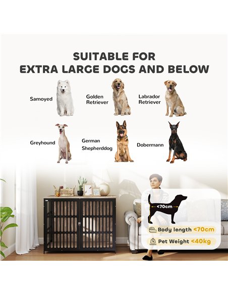 PawHut Dog Crate Furniture with Anti-Chew Resistant Mesh, Anti-Escape Single Door, for Extra Large Dogs, 118 x 80 x 92 cm - pic 142938 | FastDaddyshop