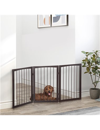 PawHut 3 Panel Stair Gate Foldable Dog Door Gate Indoor Free Standing Safety Gate Pet Barrier 76cm Height