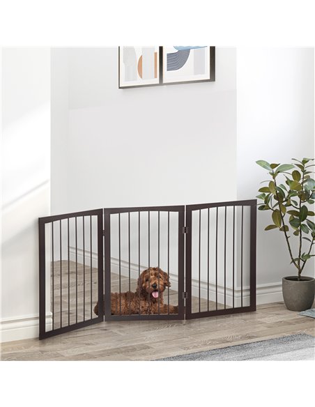 PawHut 3 Panel Stair Gate Foldable Dog Door Gate Indoor Free Standing Safety Gate Pet Barrier 76cm Height - pic 142941 | FastDaddyshop