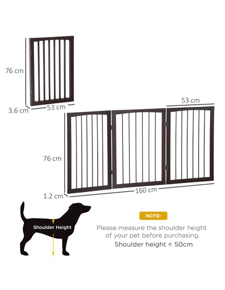 PawHut 3 Panel Stair Gate Foldable Dog Door Gate Indoor Free Standing Safety Gate Pet Barrier 76cm Height - pic 142942 | FastDaddyshop