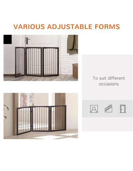 PawHut 3 Panel Stair Gate Foldable Dog Door Gate Indoor Free Standing Safety Gate Pet Barrier 76cm Height - pic 142943 | FastDaddyshop