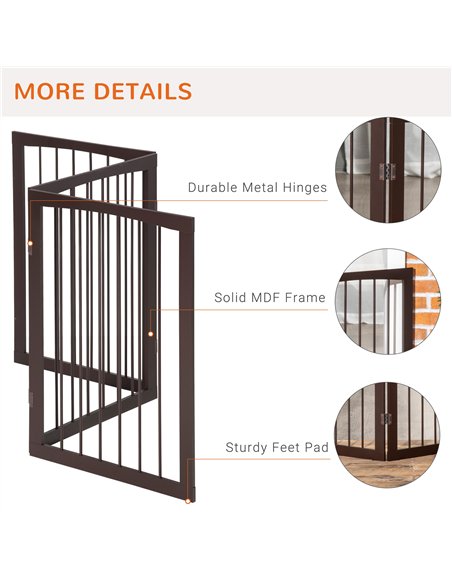 PawHut 3 Panel Stair Gate Foldable Dog Door Gate Indoor Free Standing Safety Gate Pet Barrier 76cm Height - pic 142945 | FastDaddyshop