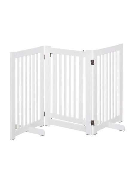 PawHutPet Gates MDF Freestanding Expandable Dog Gate Wood Doorway Pet Barrier Fence w/ Latched Door White - pic 142949 | FastDaddyshop
