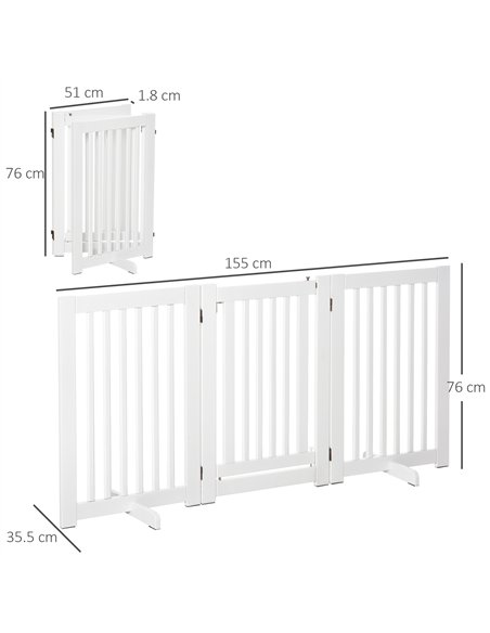PawHutPet Gates MDF Freestanding Expandable Dog Gate Wood Doorway Pet Barrier Fence w/ Latched Door White - pic 142951 | FastDaddyshop