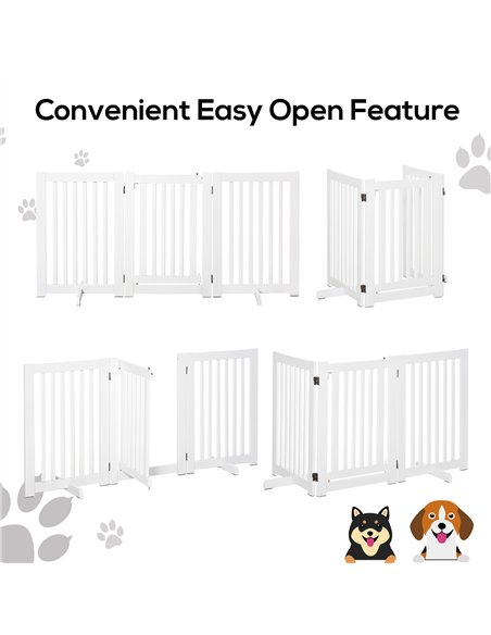 PawHutPet Gates MDF Freestanding Expandable Dog Gate Wood Doorway Pet Barrier Fence w/ Latched Door White - pic 142953 | FastDaddyshop