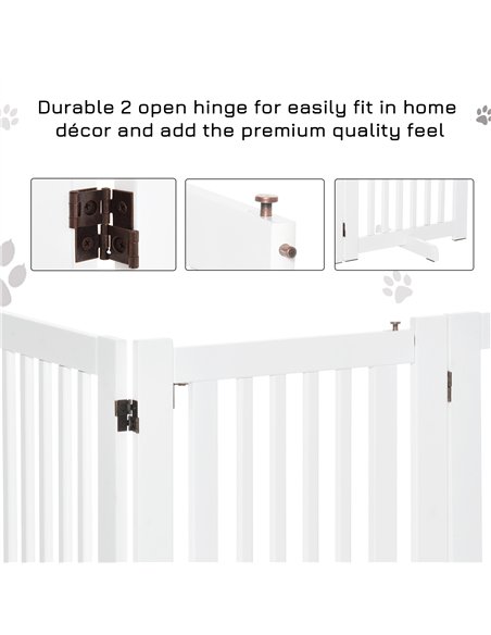 PawHutPet Gates MDF Freestanding Expandable Dog Gate Wood Doorway Pet Barrier Fence w/ Latched Door White - pic 142954 | FastDaddyshop