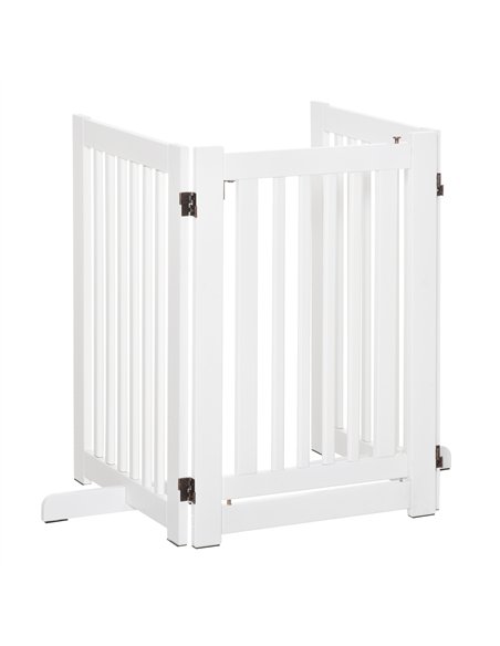 PawHutPet Gates MDF Freestanding Expandable Dog Gate Wood Doorway Pet Barrier Fence w/ Latched Door White - pic 142955 | FastDaddyshop