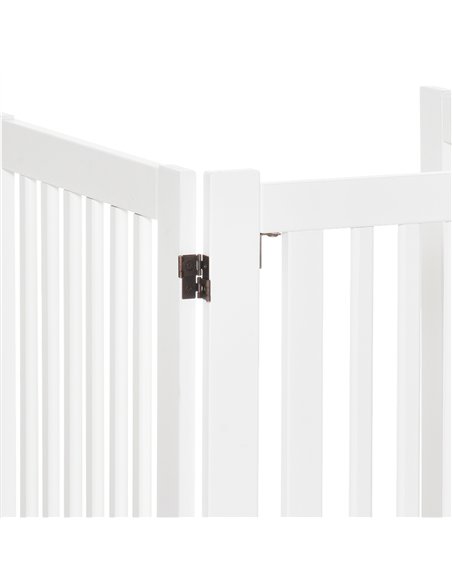 PawHutPet Gates MDF Freestanding Expandable Dog Gate Wood Doorway Pet Barrier Fence w/ Latched Door White - pic 142956 | FastDaddyshop