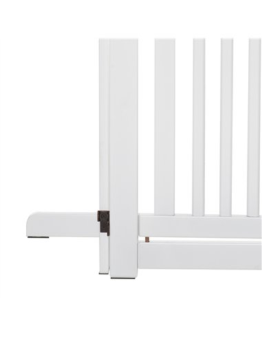 PawHutPet Gates MDF Freestanding Expandable Dog Gate Wood Doorway Pet Barrier Fence w/ Latched Door White