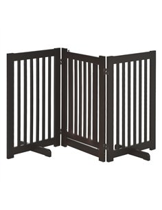 PawHut Freestanding Dog Gate, Foldable Pet Fence, Indoor Barrier, Stair Gate with Support Feet, 155 x 76 cm, Brown