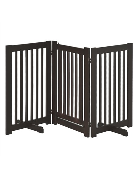 PawHut Freestanding Dog Gate, Foldable Pet Fence, Indoor Barrier, Stair Gate with Support Feet, 155 x 76 cm, Brown - pic 142958 | FastDaddyshop