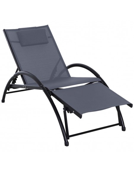 Outsunny Texteline Adjustable Recline Sun Lounger with Headrest, Grey - pic 14296 | FastDaddyshop