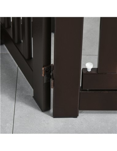 PawHut Freestanding Dog Gate, Foldable Pet Fence, Indoor Barrier, Stair Gate with Support Feet, 155 x 76 cm, Brown