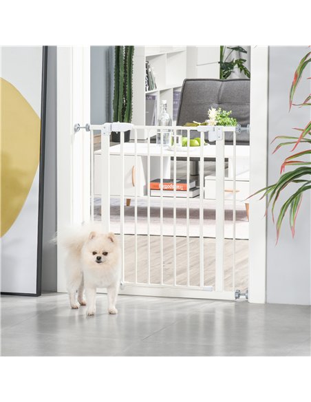 PawHut Pressure Fit Safety Gate, Adjustable Dog Gate, Pet Barrier for for Doorways, Staircases and Hallways with Auto Close, Dou - pic 142968 | FastDaddyshop