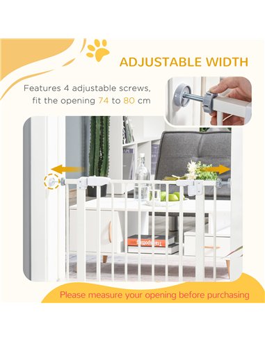 PawHut Pressure Fit Safety Gate, Adjustable Dog Gate, Pet Barrier for for Doorways, Staircases and Hallways with Auto Close, Dou