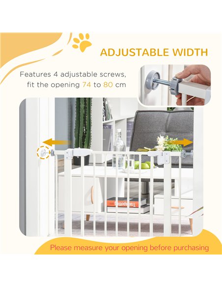 PawHut Pressure Fit Safety Gate, Adjustable Dog Gate, Pet Barrier for for Doorways, Staircases and Hallways with Auto Close, Dou - pic 142973 | FastDaddyshop