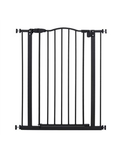 PawHut Pressure Fit Dog Stair Gate No Drilling Safety Gate Auto Close for Doorways, Hallways, 74-80cm Adjustable, 94cm Tall, Bla