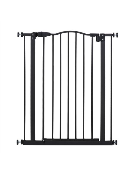 PawHut Pressure Fit Dog Stair Gate No Drilling Safety Gate Auto Close for Doorways, Hallways, 74-80cm Adjustable, 94cm Tall, Bla - pic 142976 | FastDaddyshop