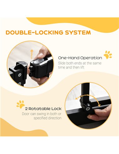 PawHut Pressure Fit Dog Stair Gate No Drilling Safety Gate Auto Close for Doorways, Hallways, 74-80cm Adjustable, 94cm Tall, Bla