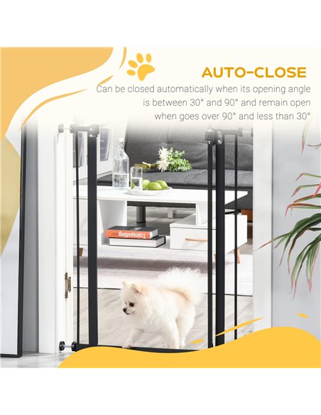 PawHut Pressure Fit Dog Stair Gate No Drilling Safety Gate Auto Close for Doorways, Hallways, 74-80cm Adjustable, 94cm Tall, Bla - pic 142980 | FastDaddyshop