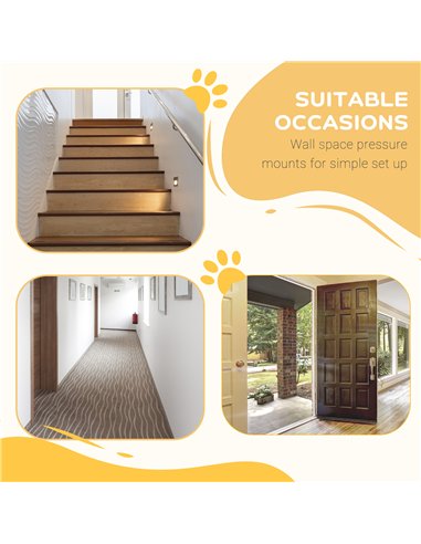 PawHut Pressure Fit Dog Stair Gate No Drilling Safety Gate Auto Close for Doorways, Hallways, 74-80cm Adjustable, 94cm Tall, Bla