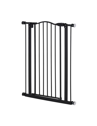 PawHut Pressure Fit Dog Stair Gate No Drilling Safety Gate Auto Close for Doorways, Hallways, 74-80cm Adjustable, 94cm Tall, Bla