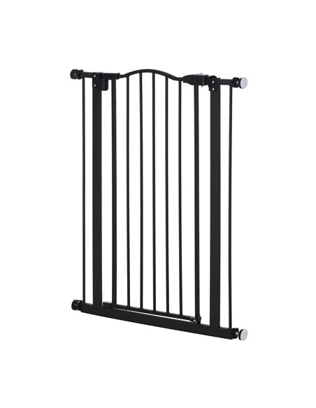PawHut Pressure Fit Dog Stair Gate No Drilling Safety Gate Auto Close for Doorways, Hallways, 74-80cm Adjustable, 94cm Tall, Bla - pic 142983 | FastDaddyshop