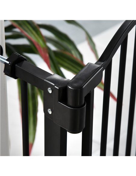 PawHut Pressure Fit Dog Stair Gate No Drilling Safety Gate Auto Close for Doorways, Hallways, 74-80cm Adjustable, 94cm Tall, Bla - pic 142984 | FastDaddyshop
