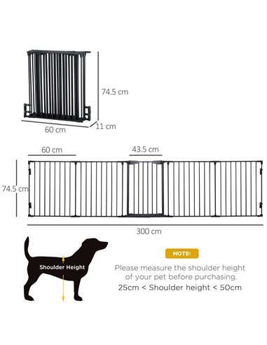 PawHut 5 Panels Pet Playpen Metal Fence w/ Walk Through Door - Black